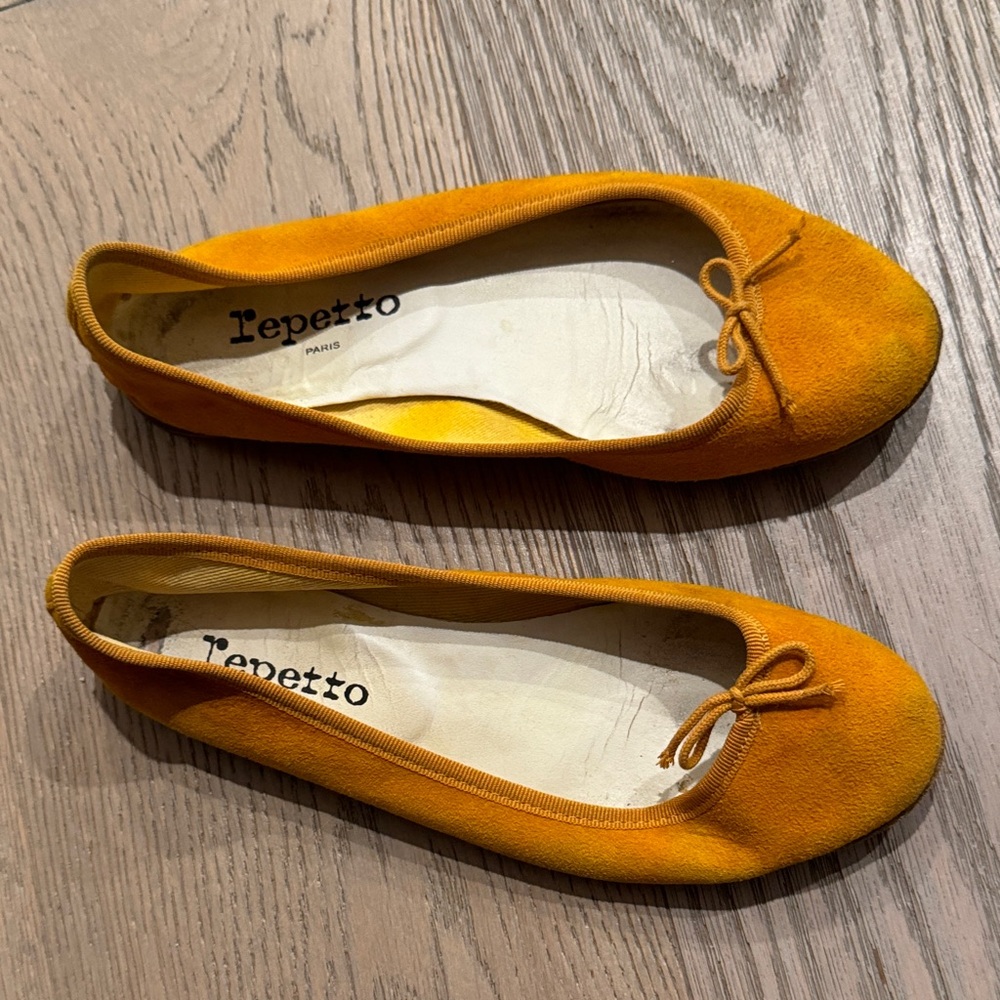 Repetto Mustard Yellow suede soft leather Ballet Flats